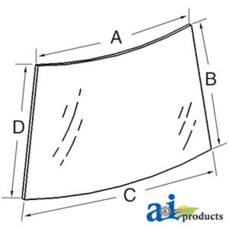 A & I PRODUCTS Glass, Windshield, Upper 52.5" x33.5" x4.5" A-109133C3
